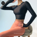 New Arrival Custom Logo Woman  Sports Wear Long Sleeve Shirts Fitness Yoga Tops Gym